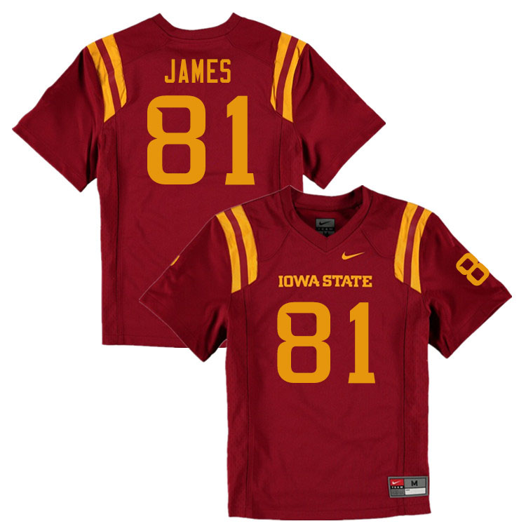 Men #81 D'Shayne James Iowa State Cyclones College Football Jerseys Sale-Cardinal - Click Image to Close